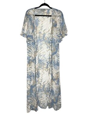 ASHER Christian Flutter Sleeve Semi Sheer flowy Open Front Boho Duster size M